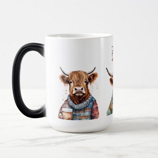 高地の牛のコーヒーマグ、かわいいコーヒーマグ モーフィングマグカップ (左)