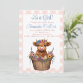 高地の牛のフローラ素朴な赤ちゃんシャワー 招待状 (スタンド正面)