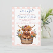 高地の牛のフローラ素朴な赤ちゃんシャワー 招待状 (スタンド正面)