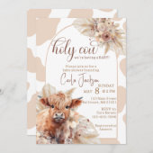 高地の牛のボホパンパスグラスベイビーシャワー 招待状 (正面/裏面)