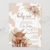 高地の牛のボホパンパスグラスベイビーシャワー 招待状