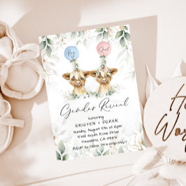 高地の牛の性別がバルーンを表示招待状 招待状