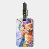 高地の牛の紫色のヘザーの水色 ラゲッジタグ (正面縦)