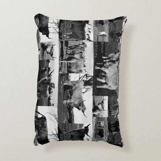 高地の牛は白黒でコラージュする アクセントクッション (裏面(縦))
