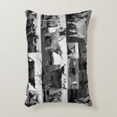 高地の牛は白黒でコラージュする アクセントクッション (正面(垂直))