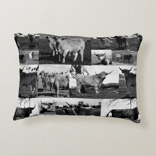 高地の牛は白黒でコラージュする アクセントクッション (裏面)