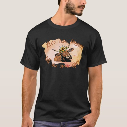 高地の牛は門を開け離れてのように生きる Tシャツ (正面)