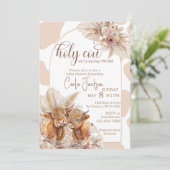 高地の牛ボーホパンパスグラスツツインベイビーシャワー 招待状 (スタンド正面)