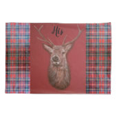 高地の赤い雄鹿及びタータンチェックの枕箱セット 枕カバー (裏面-左)