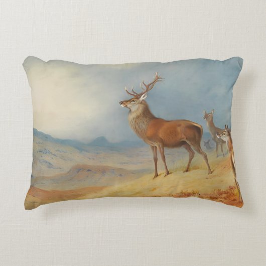 高地の風景、芸術の中の赤い鹿 アクセントクッション (正面)
