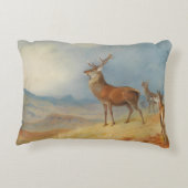 高地の風景、芸術の中の赤い鹿 アクセントクッション (裏面)