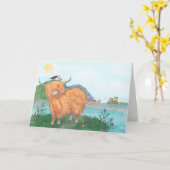 高地の鳴き声およびツノメドリカード カード (黄色い花)