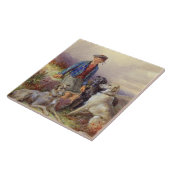 高地のlandscaのwolfhoundsを持つスコットランドの男の子 タイル (側面)