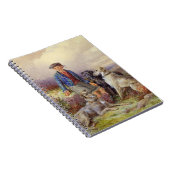 高地のlandscaのwolfhoundsを持つスコットランドの男の子 ノートブック (右側)