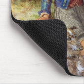 高地のlandscaのwolfhoundsを持つスコットランドの男の子 マウスパッド (コーナー)