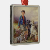 高地のlandscaのwolfhoundsを持つスコットランドの男の子 メタルオーナメント (右)