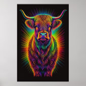 高地カラフル牛の抽象芸術スケッチ2:3 II ポスター (正面)