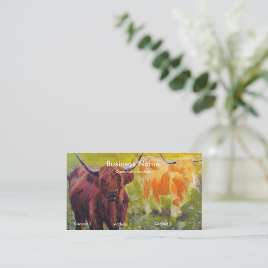 高地牛の名絵画刺 名刺 (スタンド正面)