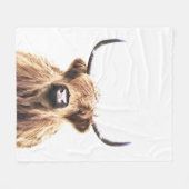 高地牛スコットランド動物のポートレート フリースブランケット (正面(横))