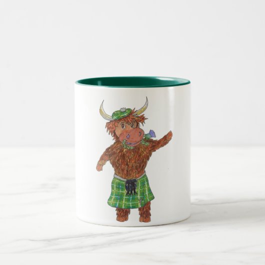 高地牛タータンチェックのアザミ ツートーンマグカップ (中央)