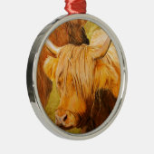 高地牛、スコットランドの牛 メタルオーナメント (右)