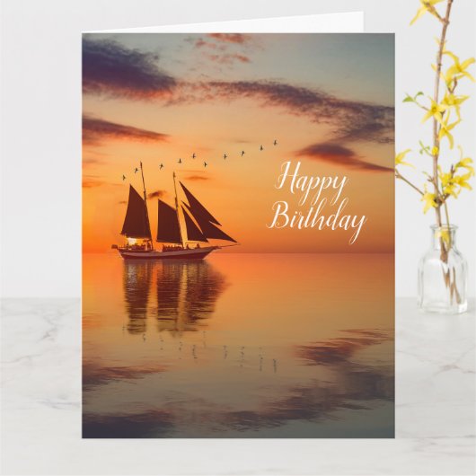 高層の船 カード (黄色い花)