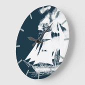 高層船と雲航海の型 ラージ壁時計 (傾斜)