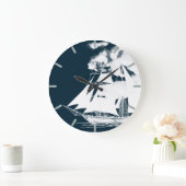 高層船と雲航海の型 ラージ壁時計 (ホーム)