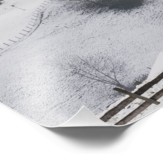 高山の冬の風景の教会 フォトプリント            (角)