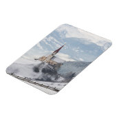 高山の冬の風景の教会 マグネット (左側)