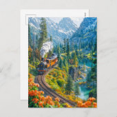 高山の森の小さな蒸気列車 シーズンポストカード (正面/裏面)