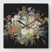 高山の野生の花によってはEdelweissの柱時計が開花します スクエア壁時計 (正面)