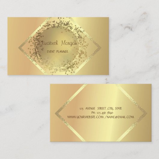 高度なエレガントプロフェッショナル幾何学的金ゴールド 名刺 (正面/裏面)