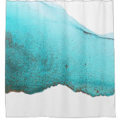 高度なティール(緑がかった色)白黒抽象芸術 シャワーカーテン (正面)