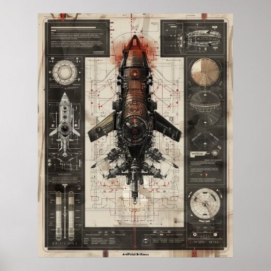 高度なハイパーリアルインフォグラフィック回路図Tech Po ポスター (正面)