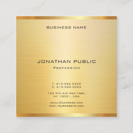 高度なフェイク金ゴールドエレガントテンプレート スクエア名刺 (裏面)
