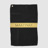 高度なプレゼンテーション |フェイク金ゴールドと黒 ゴルフタオル (正面)