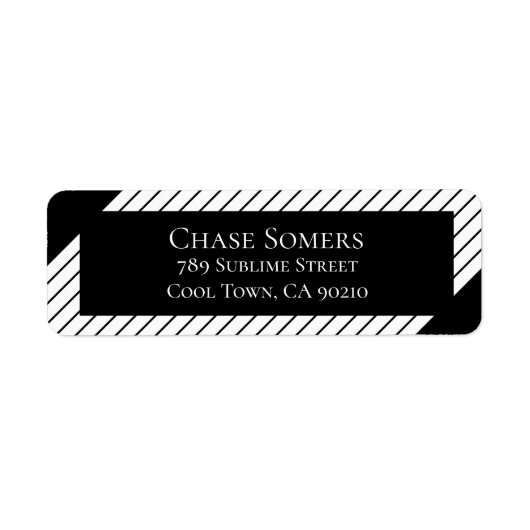高度な白黒ストライプピンパーソナライズされた ラベル (正面)