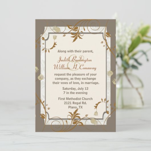 高度な秋の結婚式招待状 招待状 (スタンド正面)