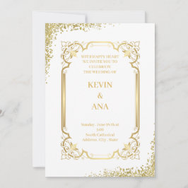 高度な金ゴールド結婚式招待状 招待状
