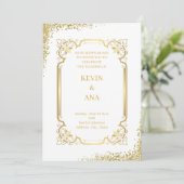 高度な金ゴールド結婚式招待状 招待状 (スタンド正面)