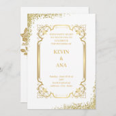 高度な金ゴールド結婚式招待状 招待状 (正面/裏面)