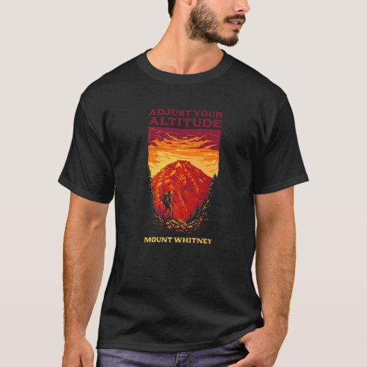 高度の調整山ホイットニーハイキングカリフォルニア Tシャツ (正面)