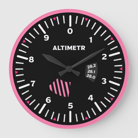 高度計レディパイロット航空ギーク ラージ壁時計 (正面)