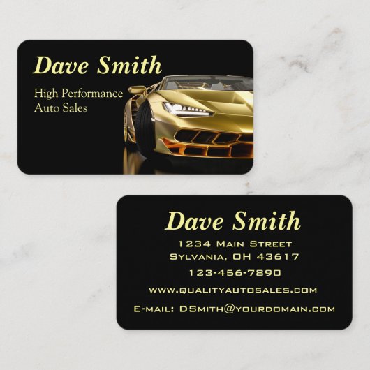 高性能の車の販売とサービス 名刺 (正面/裏面)