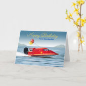 高性能ボートで息子40歳の誕生日 カード (黄色い花)
