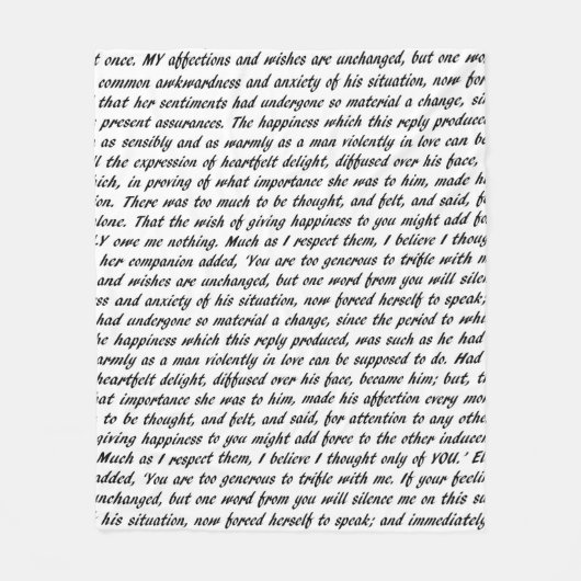 高慢と偏見の文字 フリースブランケット (正面)