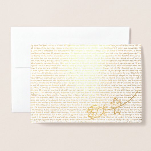 高慢と偏見の文字 箔カード (封筒付き正面)