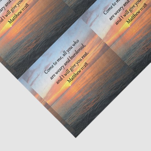 高揚するマタイ11:28聖なる書物、 経典聖句の日の出 薄葉紙 (詳細)