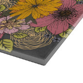 高揚イタリアン引用文と鮮やか花模様 カッティングボード (角)